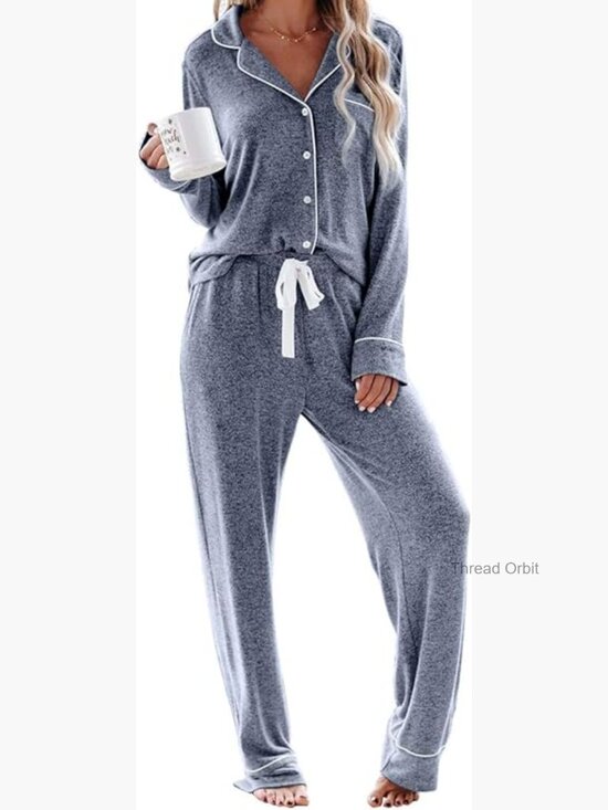 Other - Two Piece Pajama Set Long Sleeve Button Down Sleepwear Lounge Soft